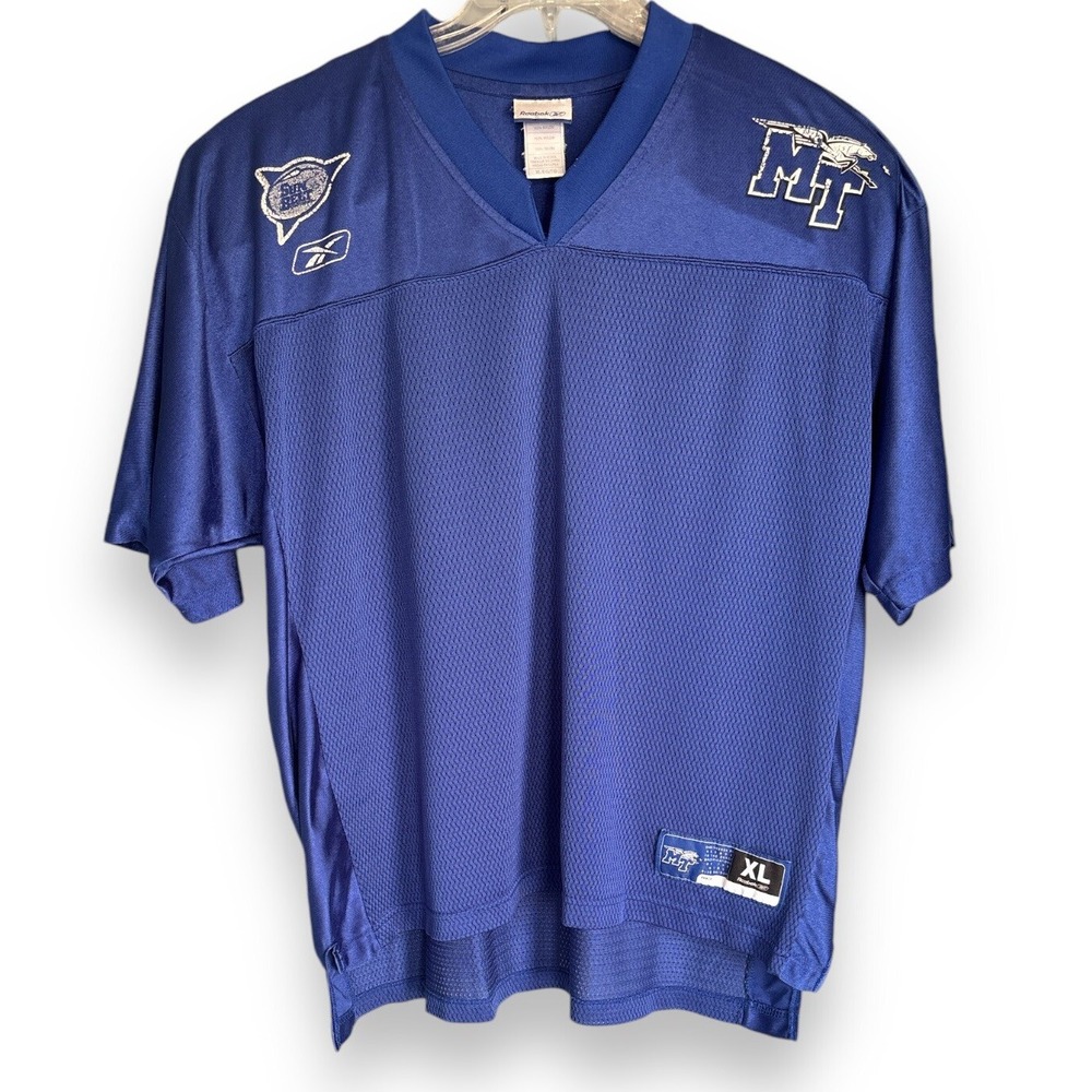 Middle Tennessee MTSU Blue Raiders Reebox Football Jersey Mens XL Blue‎ Vintage